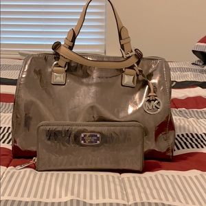 Michael Kors metallic handbag with wallet